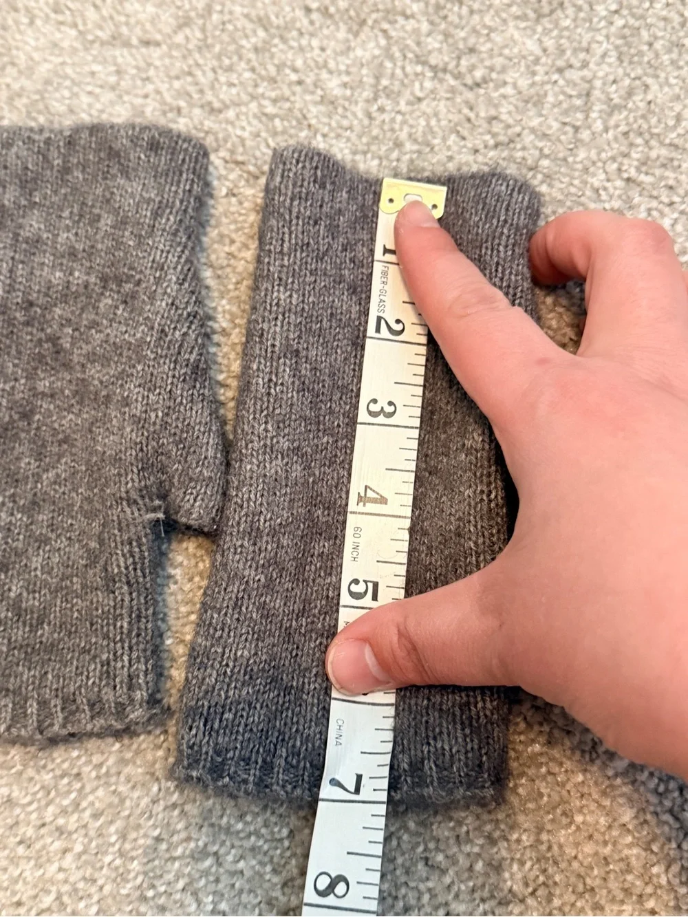 Gray Knit Fingerless Gloves Texting Mittens Wrist Warmers Unbranded Handmade
